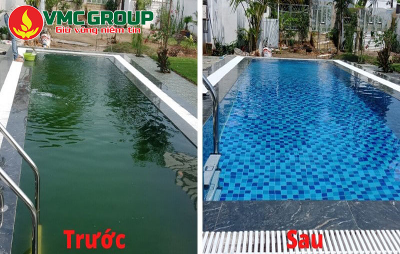 Bể bơi trước và sau khi sử dụng đồng sunphat